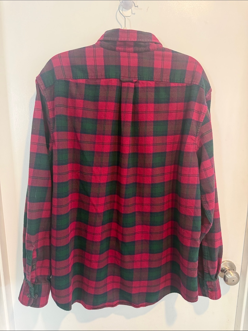 Lands’ End Men’s Xl super thick warm red and hunter green Flannel Shirt - Picture 8 of 11